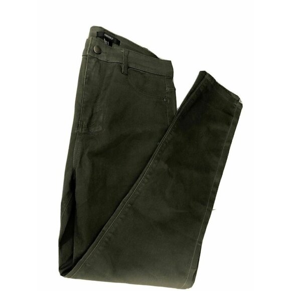 Forever 21 Women's Coated Skinny Army Green High W - Picture 2 of 8
